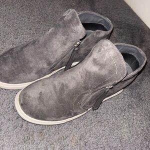 Gray Suede women's wedge sneaker bootie